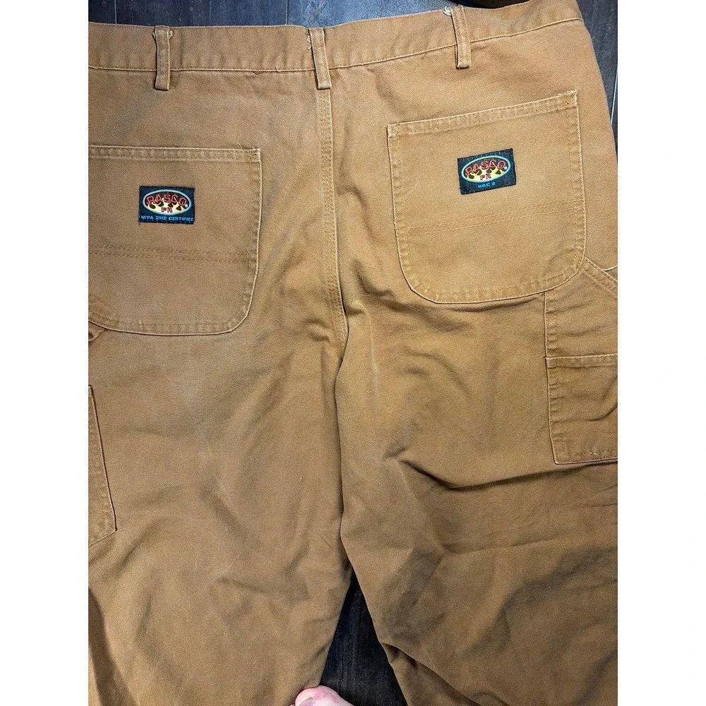 Rasco FR Carpenter Pants Mens 38x32 Brown Duck Flame Resistant Workwear CBF1215 - Picture 4 of 9